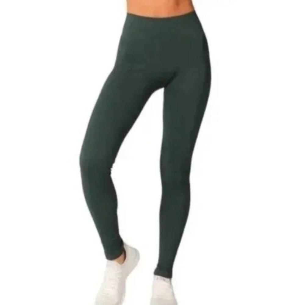 Nux Ribbed Green Compression Leggings Womens Size S NEW